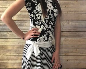 Seaside belt, attached to top at shirt hem. Ladies width 6" Girls width 4"