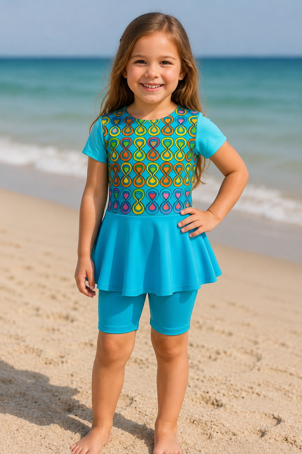 Tropical Wave Swim Dress Set (child size 4)