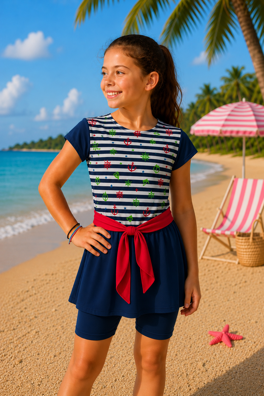 Tropical Sands Swim Dress Set (Girls size 12)