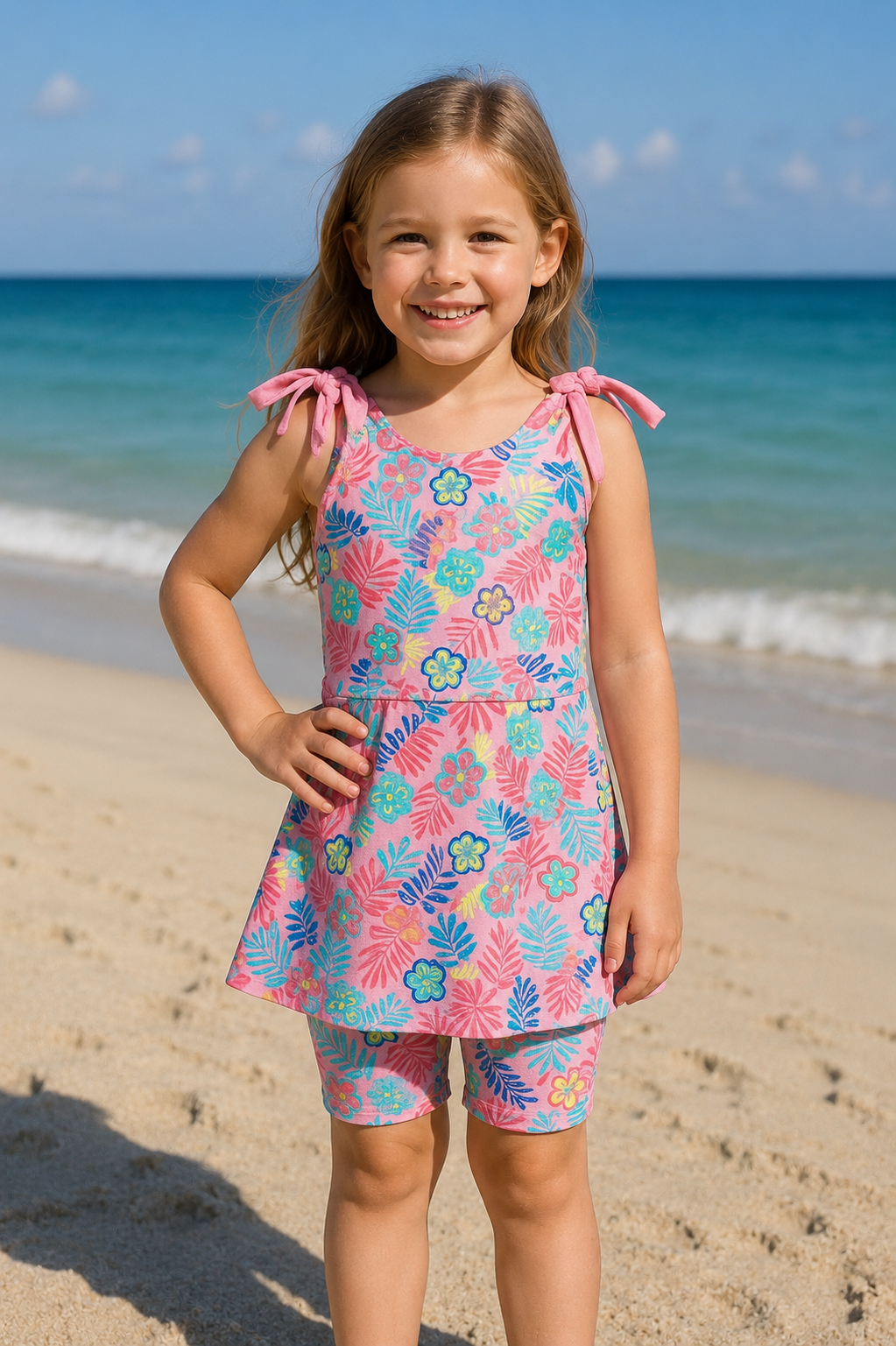 Tropical Sands Swim Dress Set (child size  7)