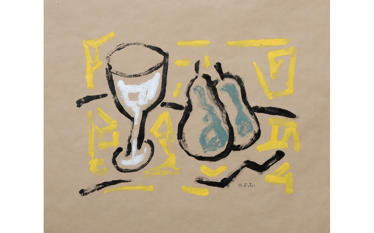 O.F.L. 1 glass and 2 pears