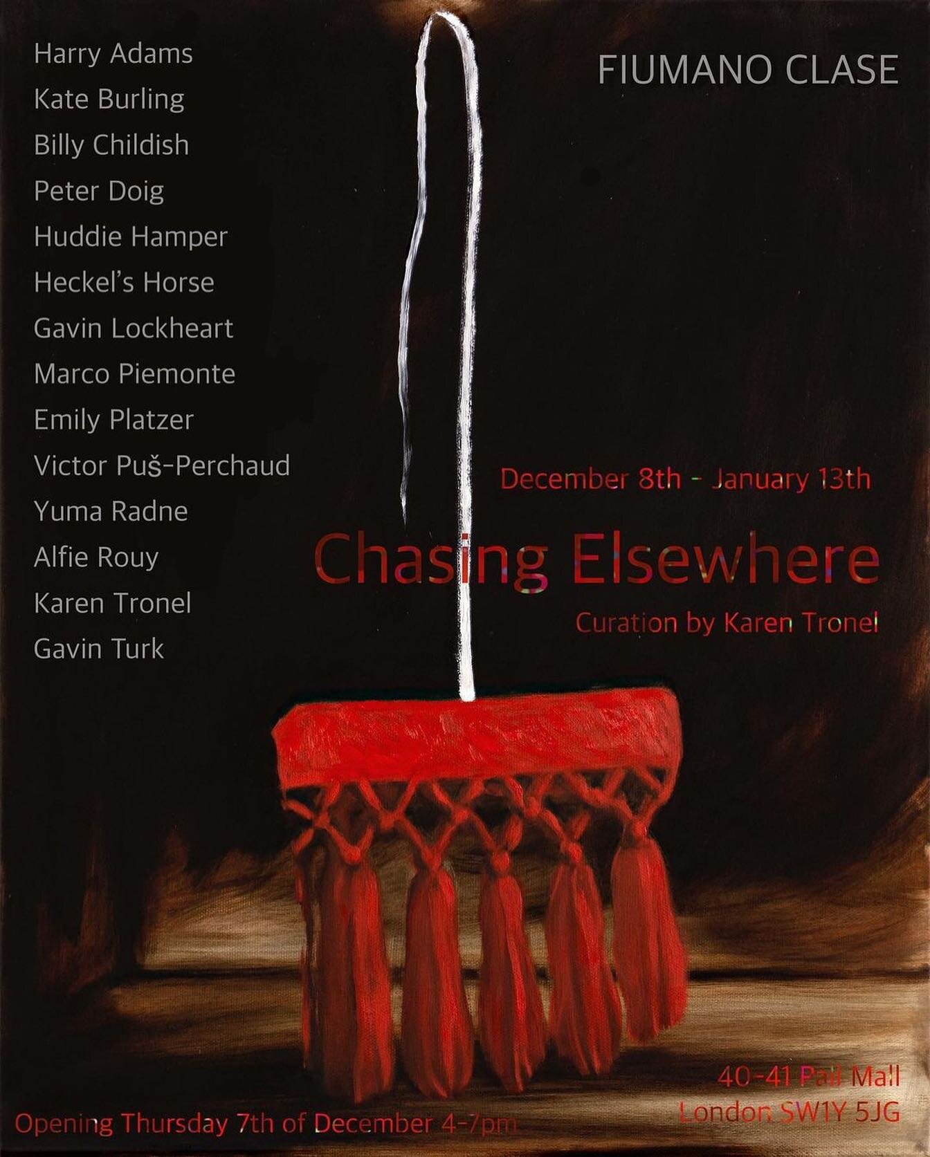 Repost &bull; @karentronel I am delighted to announce the upcoming group exhibition &ldquo;Chasing Elsewhere&rdquo; which I have had the pleasure to curate at Fiumano Clase gallery, bringing together amazing works by a truly incredible selection of a