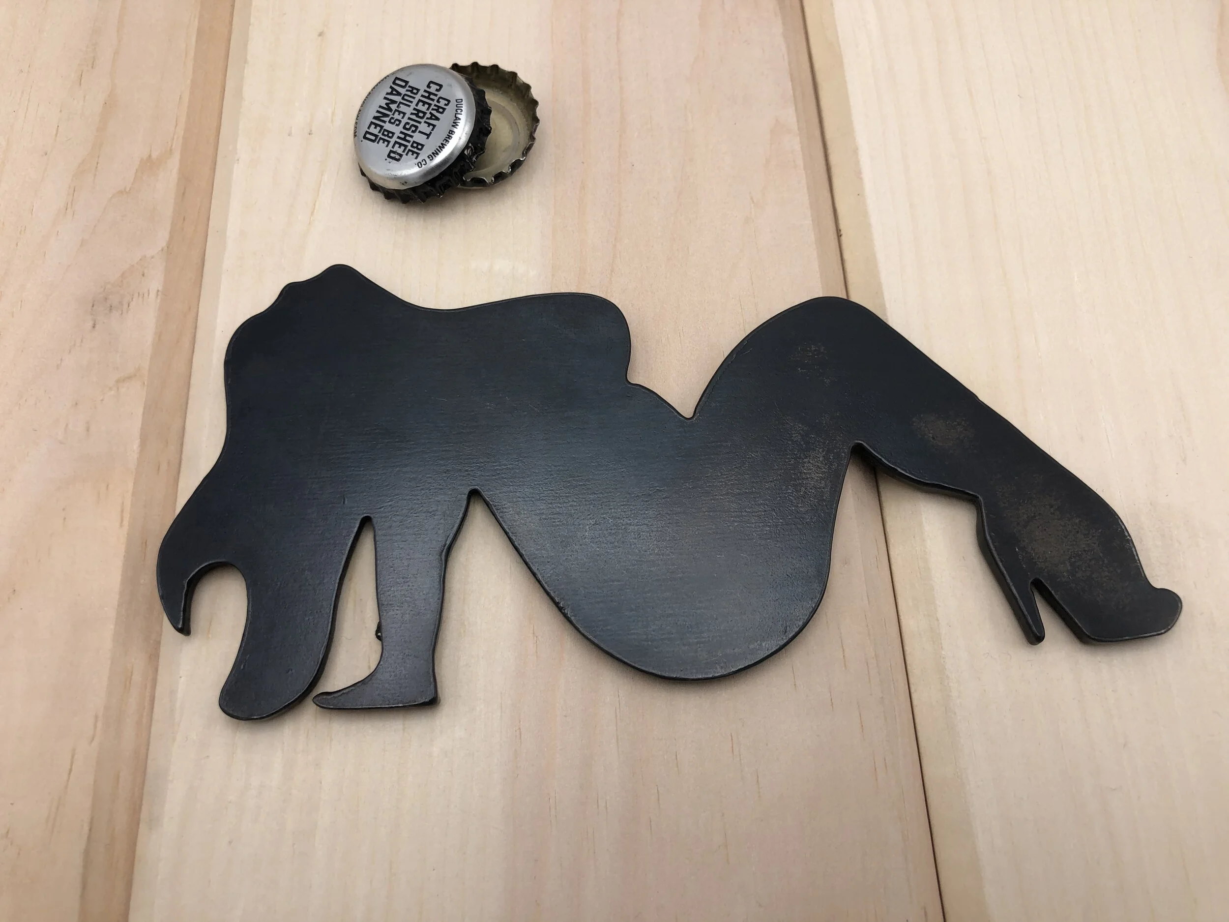 Thick Girl Sitting Metal Bottle Opener 001
