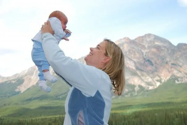 My son was 7 weeks old here. We took a little trip to the mountains. I went for a run because I was given the ok at my 6 week checkup. I stopped exercising at around 5 months pregnant with my son, as I had a blood clot and was afraid to do anything.
