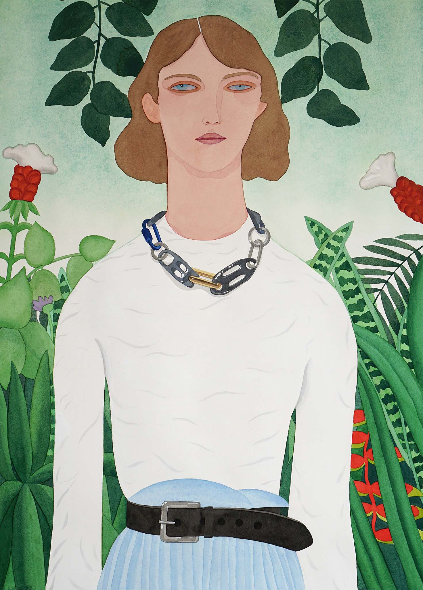 "Lady in The Garden", 80x60 cm, watercolour, 2018