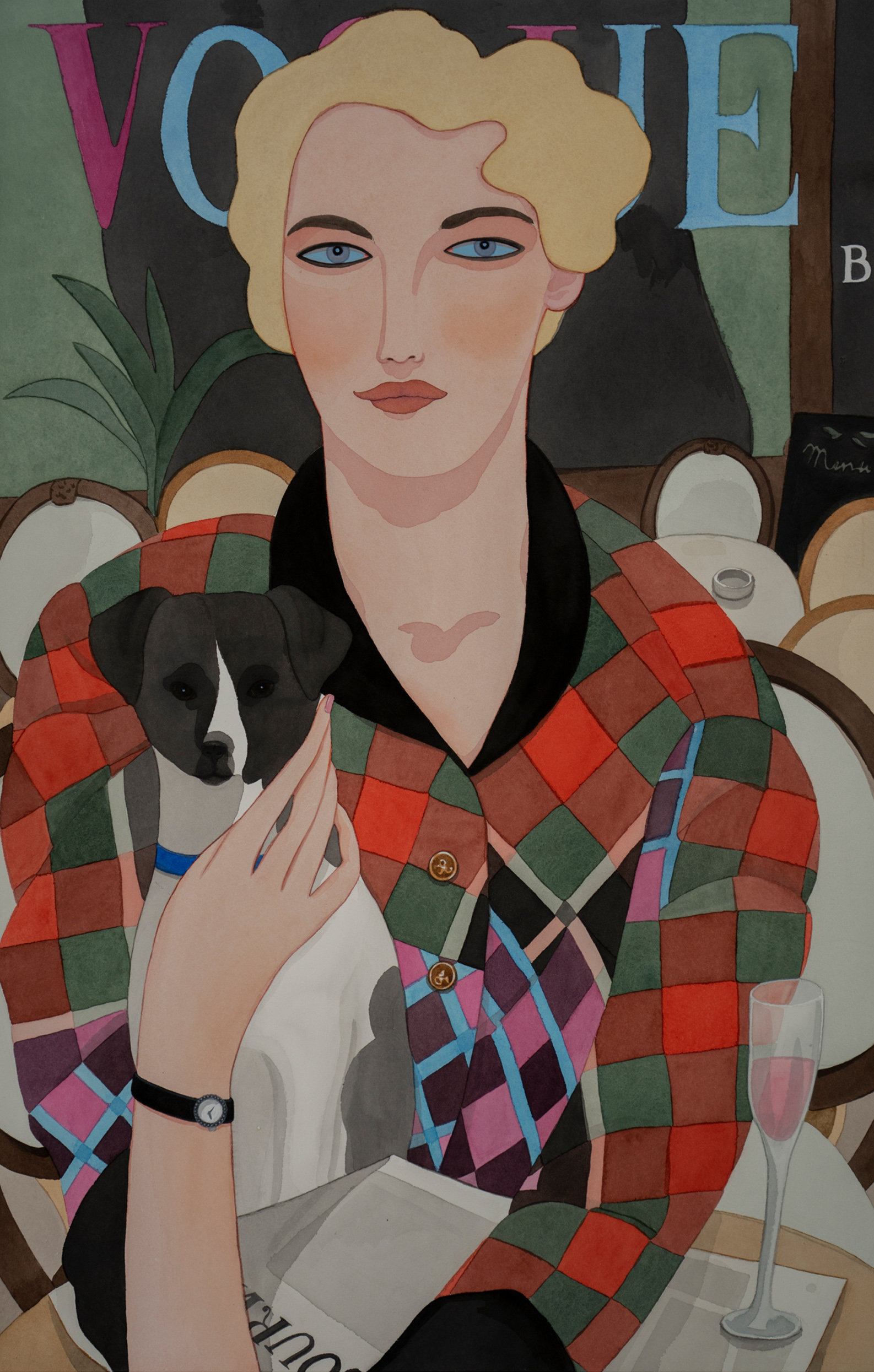 "Lady with a dog" watercolour, 70x50 cm, 2018