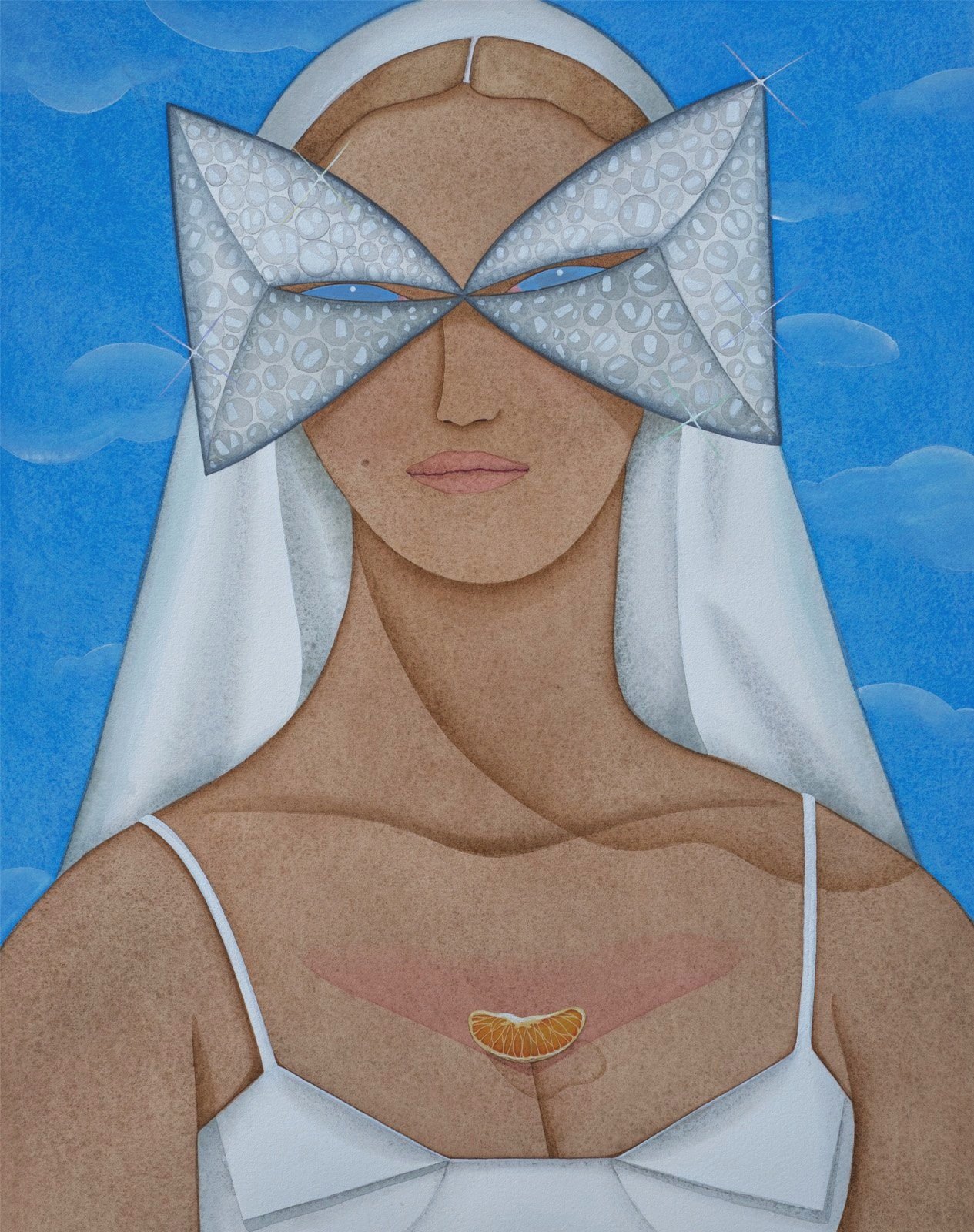 "Lady with Tangerine" Area, watercolour, 60x44 cm, 2022