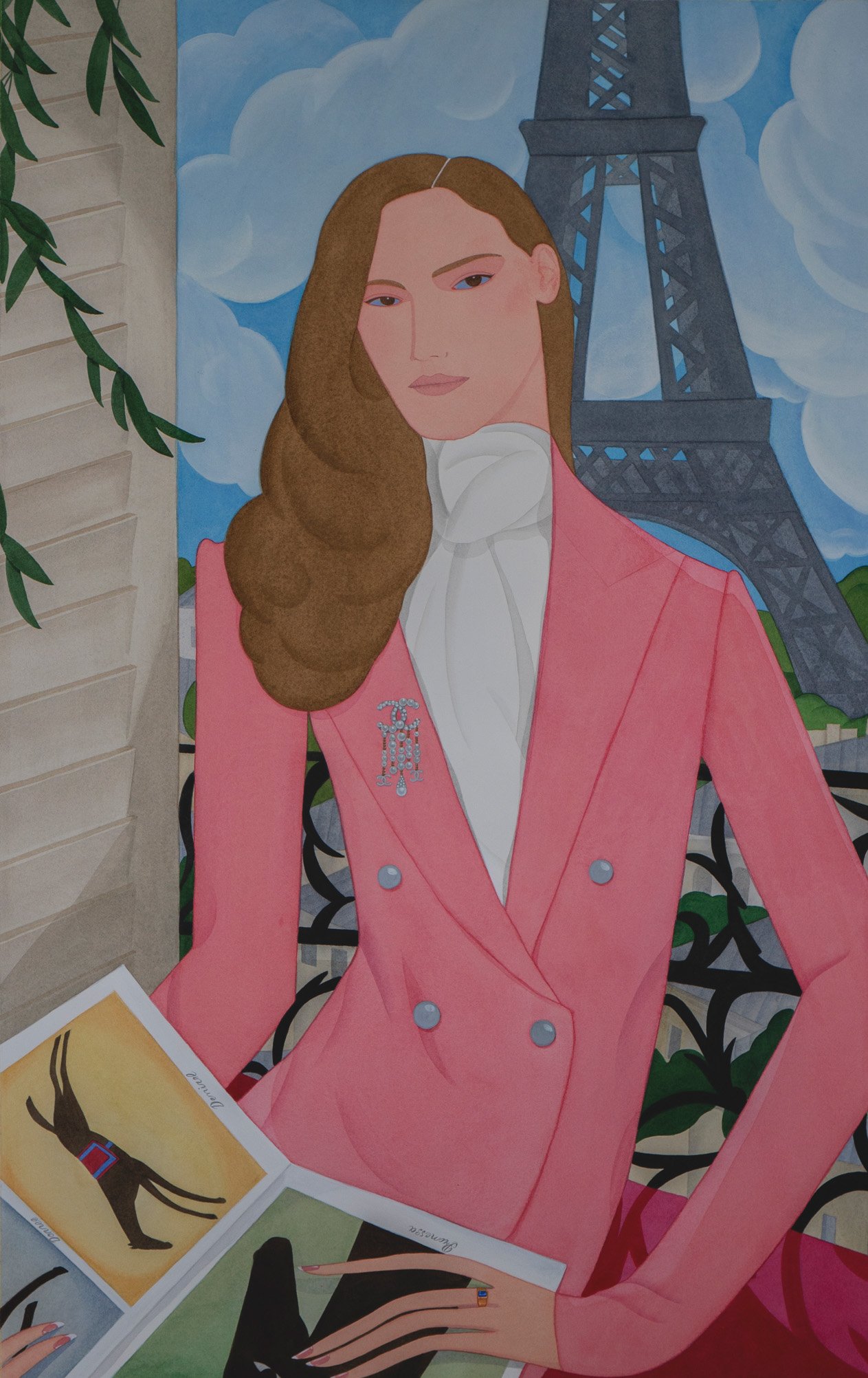 "Lady in Paris" (Commissioned portrait), 90x65 cm, watercolour, 2020
