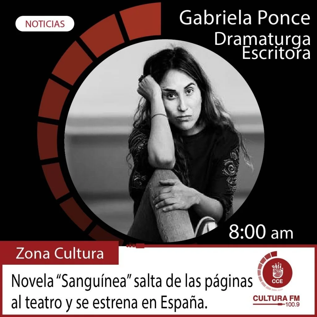 La obra  Sanguínea de Gabriela Ponce es adaptada  al teatro en España  