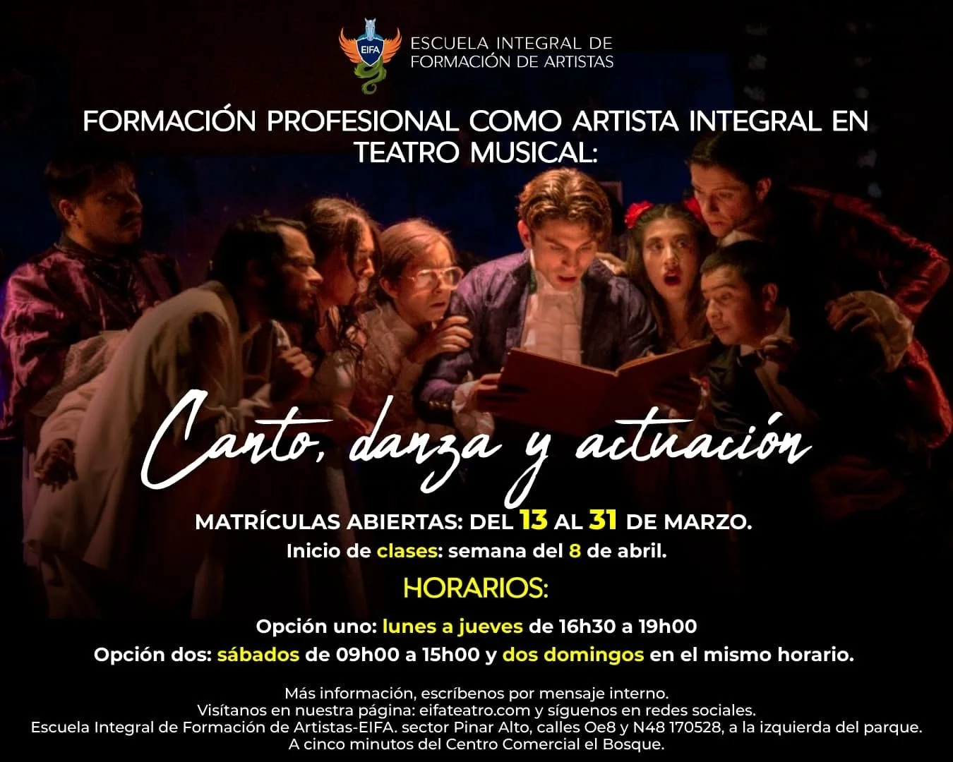 EIFA, escuela de formación profesional en Teatro Musical. Canto, baile y actuación