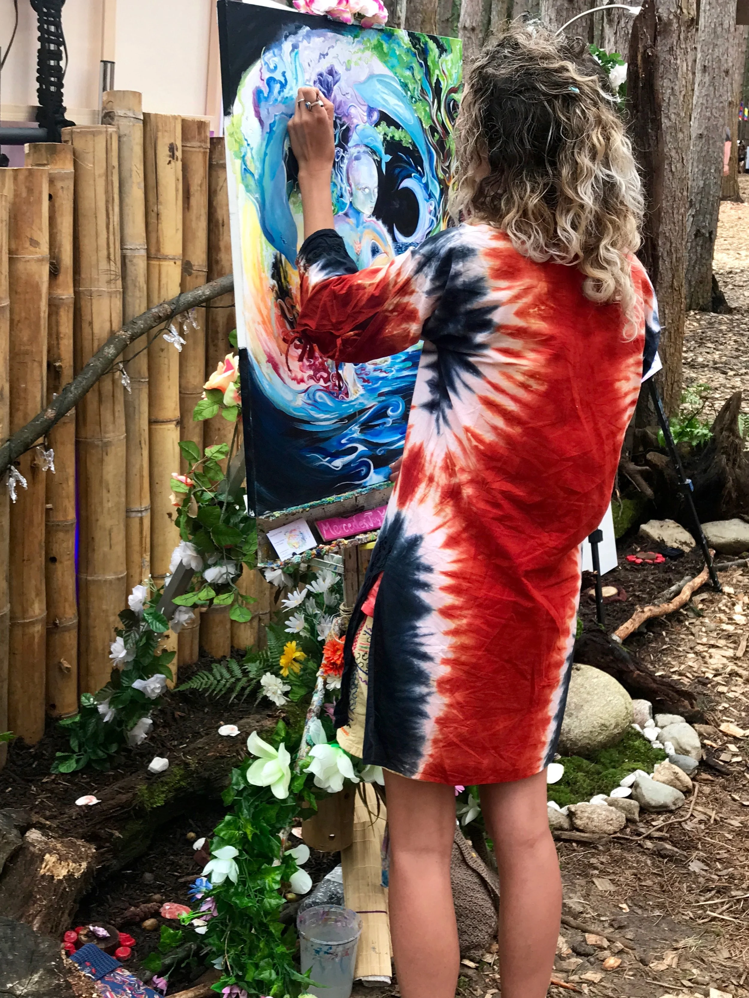 Adding the finishing touches to her masterpiece