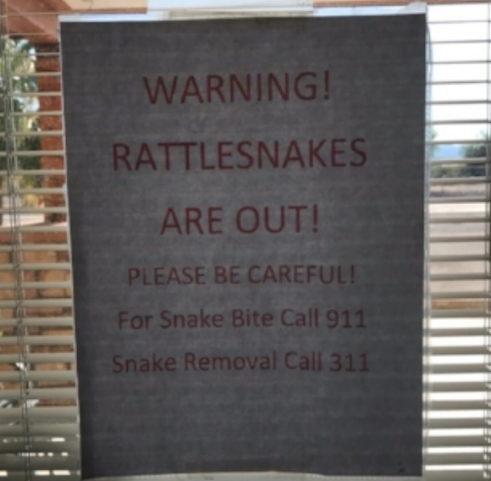 We're not in New York anymore: the sign plastered on the door of the Mountain Quail Cafe in Quartzite, AZ.