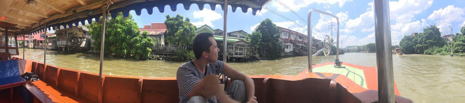 Jimmy drifting along the Chao Phraya river on our first day in Bangkok - utterly exhausted, completely overwhelmed, and incredibly excited!