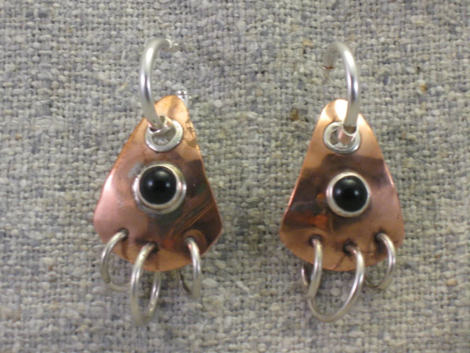 hooped copper drop earrings