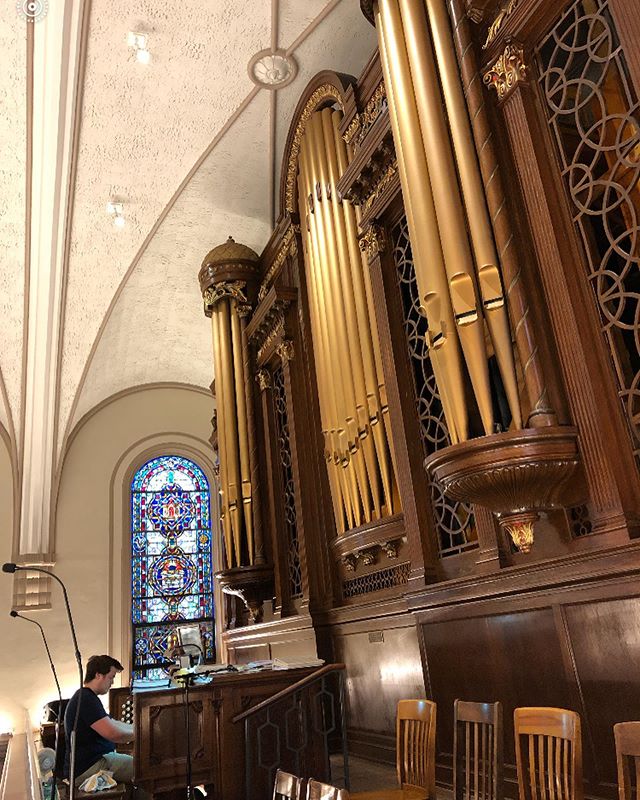 Recorded on a 1940 Casavant Pipe Organ today for the upcoming Halloween album. It felt powerful! Thanks @adambradleyschreiber for recording it with his mobile get up! #pipeorgan #halloween #phantomoftheopera