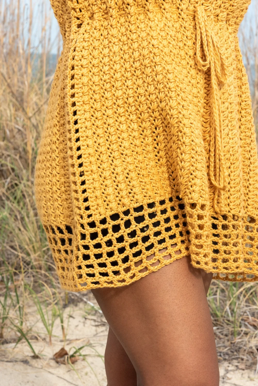 d & co beach dress Andreeva BUTTER YELLOW CHRYSANTHEMUM MIDI HANDMADE CROCHET DRESS main image 0