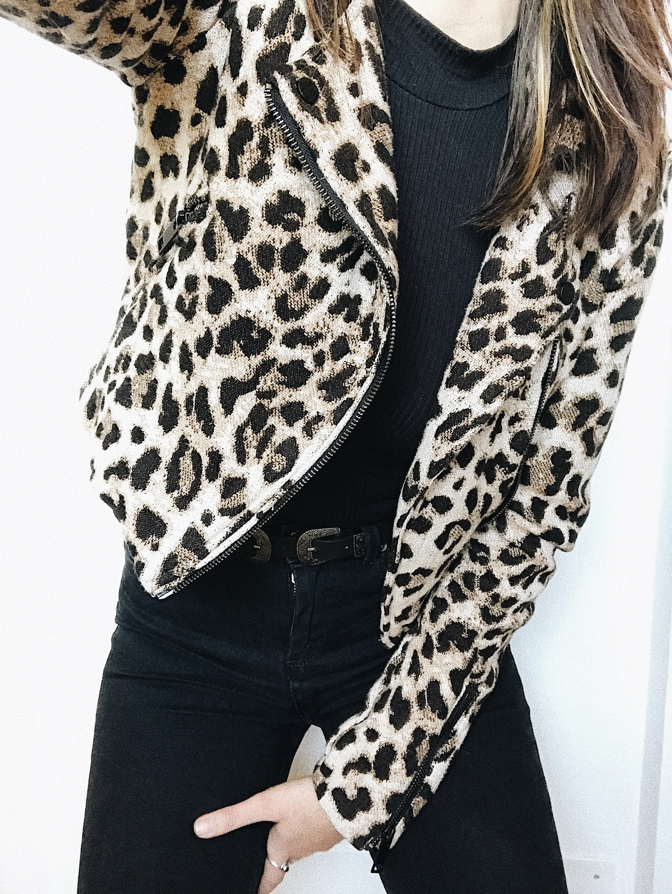 leopard print biker jacket h&m