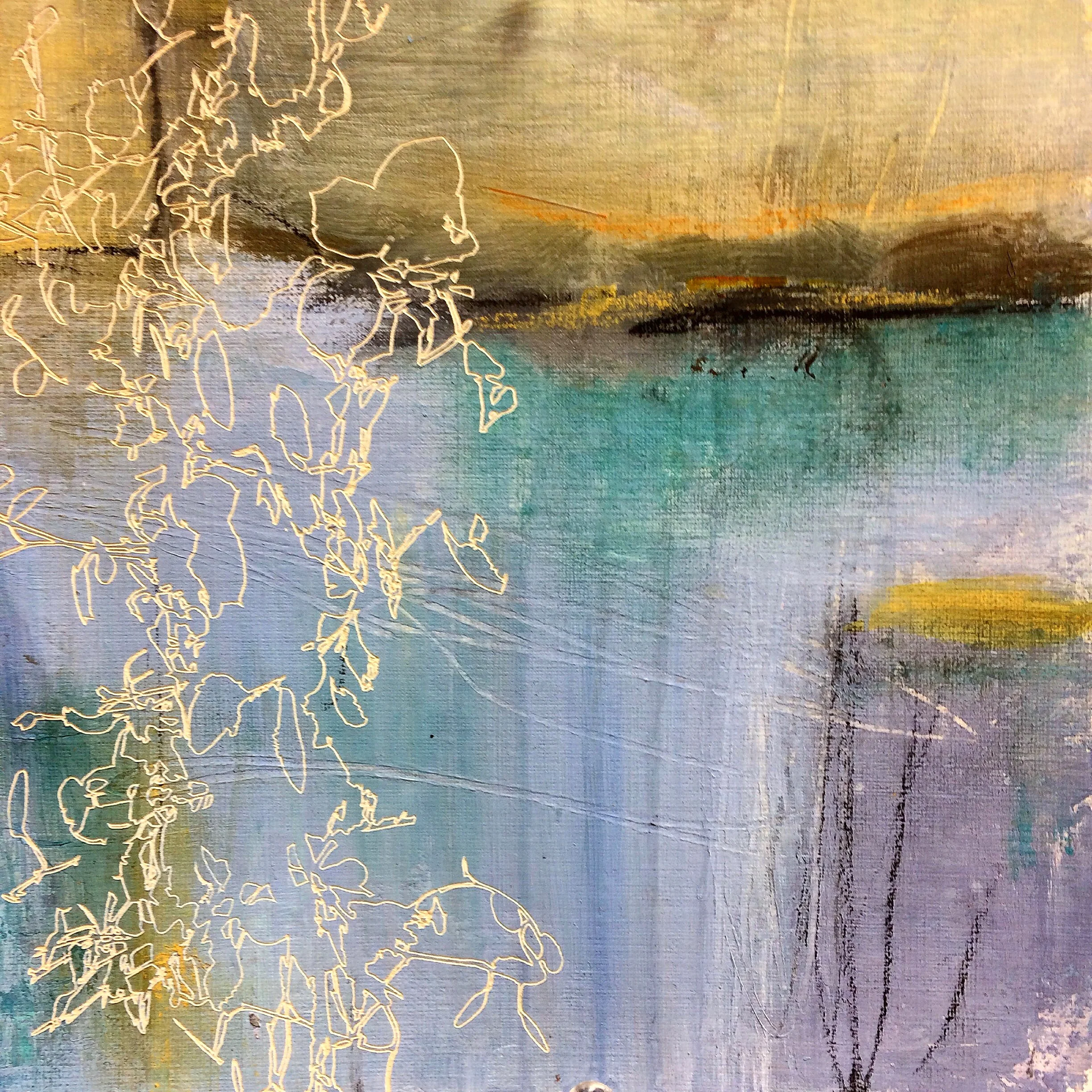 works on linen paper- "burnt umber sky"