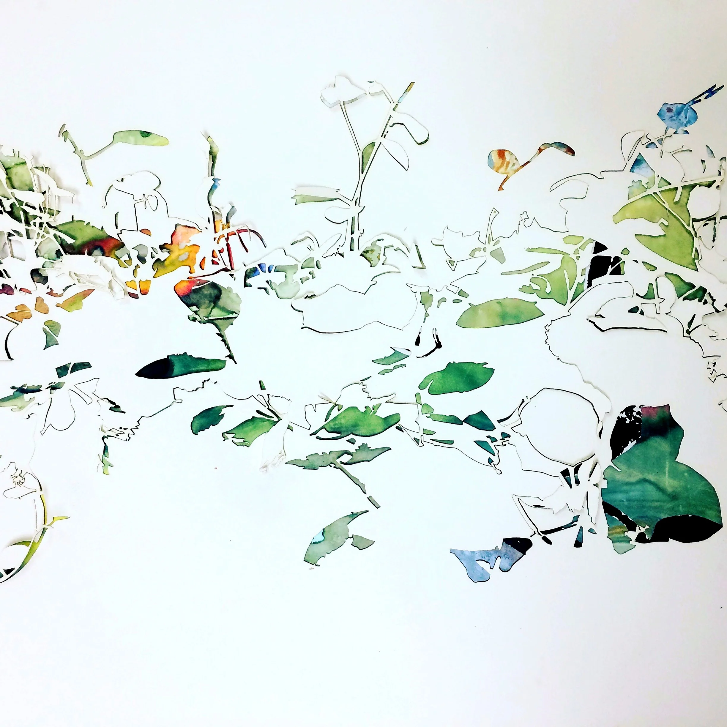 laser etched papers & poured paint