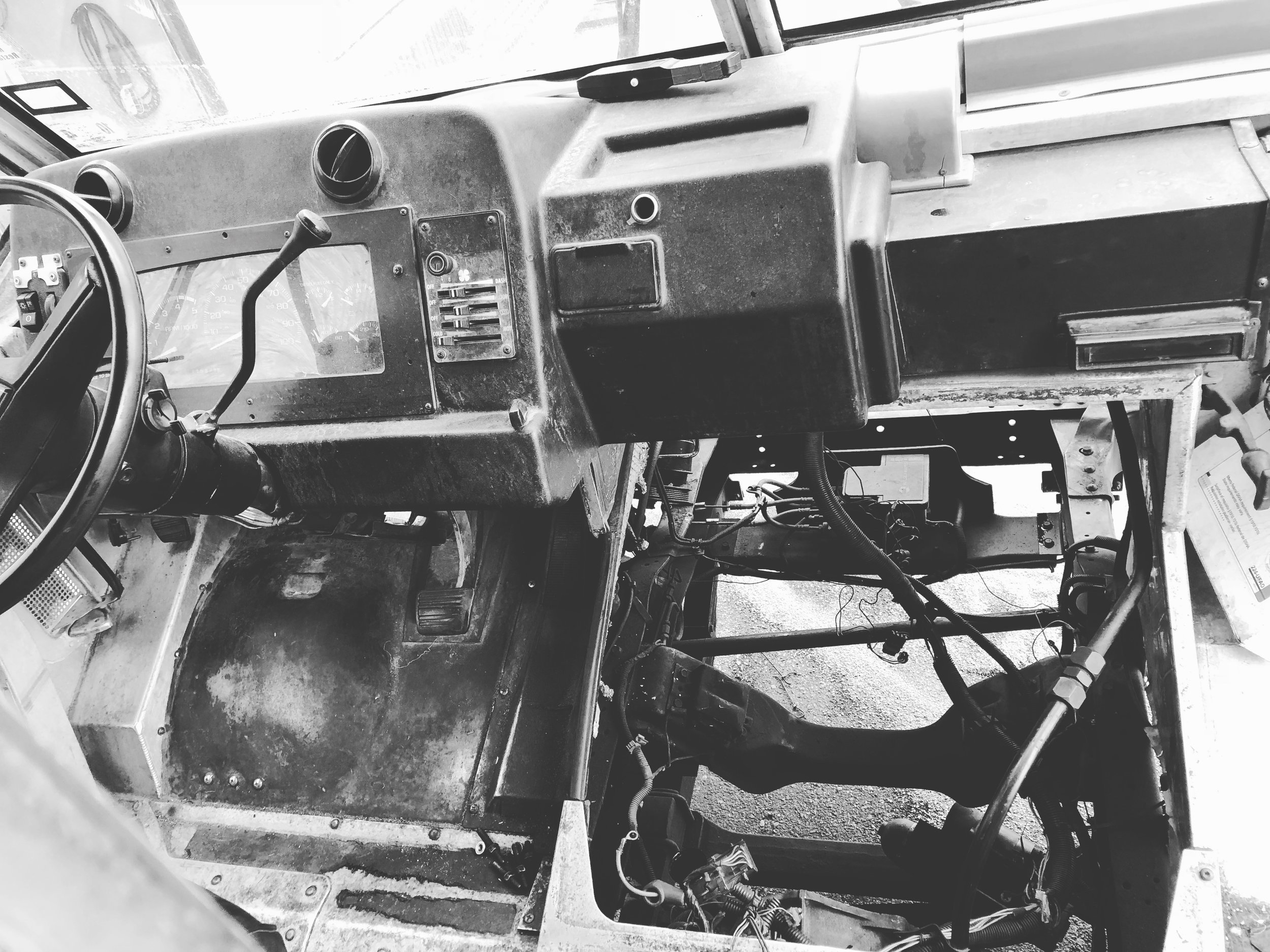 This is what a food truck looks like on the inside without its engine.