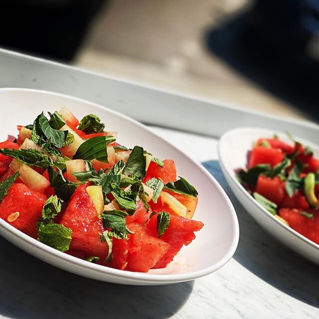 One of our favorites is back! On special today we have our vietnamese  watermelon salad with pickled watermelon rind, cucumber, Thai basil, mint and nuoc cham. Sure to cool you down on this hot summer day!! #boulder #summerishere