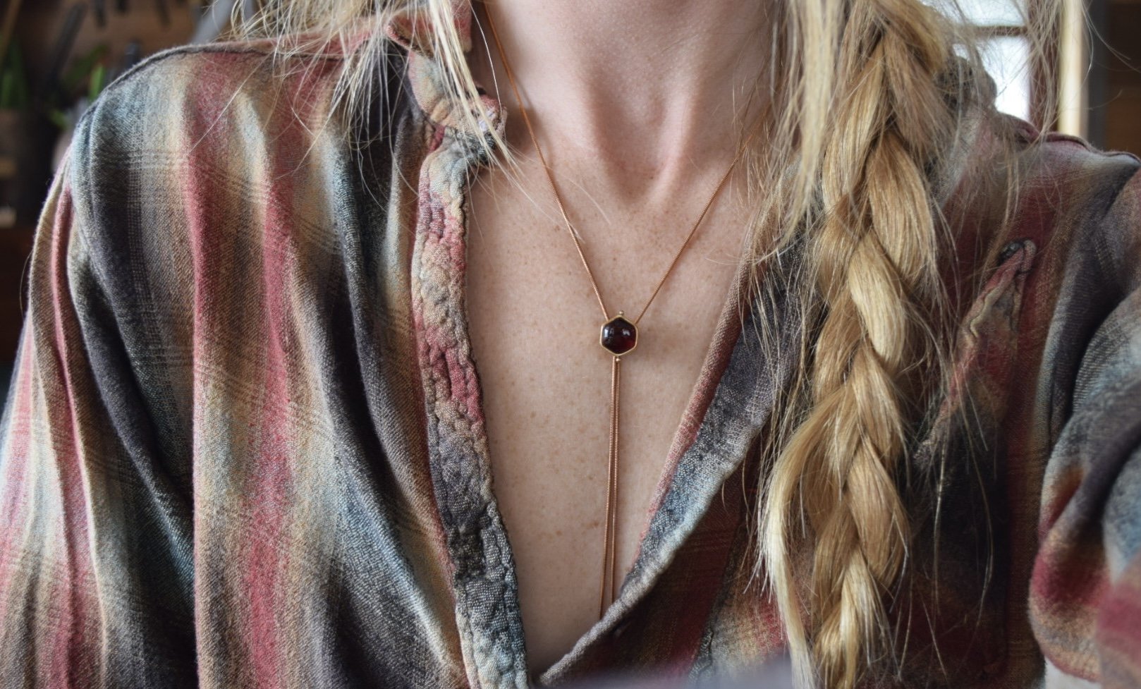 Fire Bolo (hexagon) Necklace