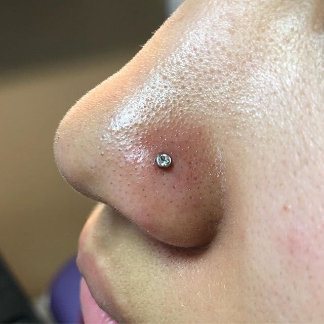 I&rsquo;m very pleased with this nostril piercing I did today!! Come by the shop and get something cool :)