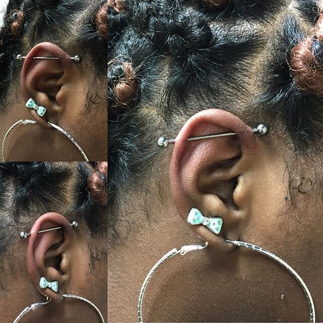 Got to do this industrial to start off the day. Thanks again! #industrialpiercing #piercings #piercing #gapiercers #atlpiercings #atlpiercers #girlswithpiercings #guyswithpiercings