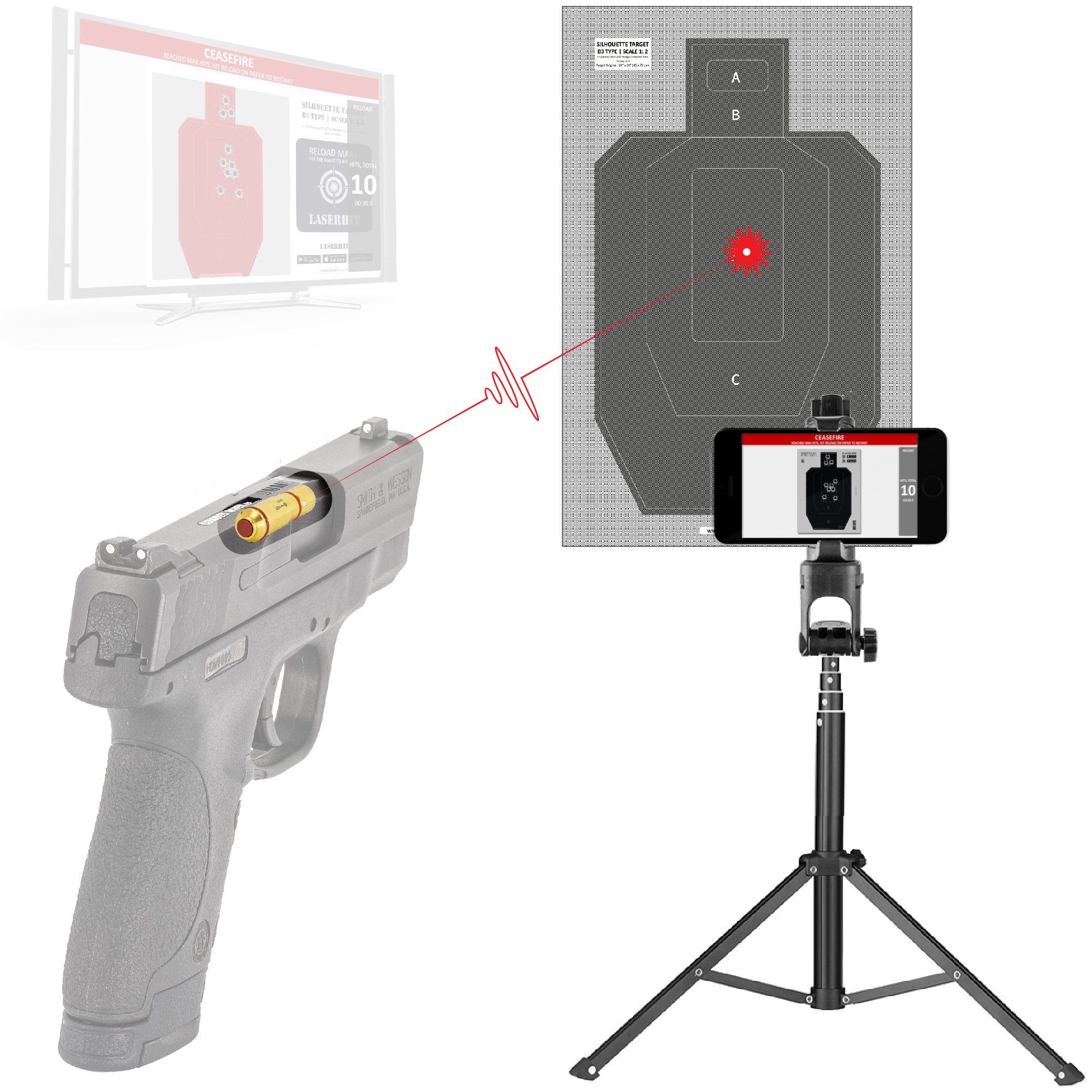 9mm &40 S&W Laser Training Bullets dry fire & one phone tri-pod 