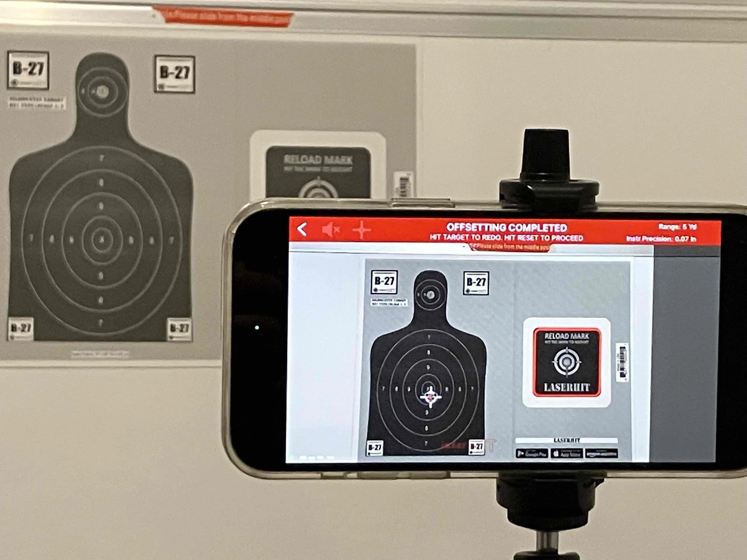 Laser Zeroing in LaserHIT: Controlling Mechanical Offset Indoors