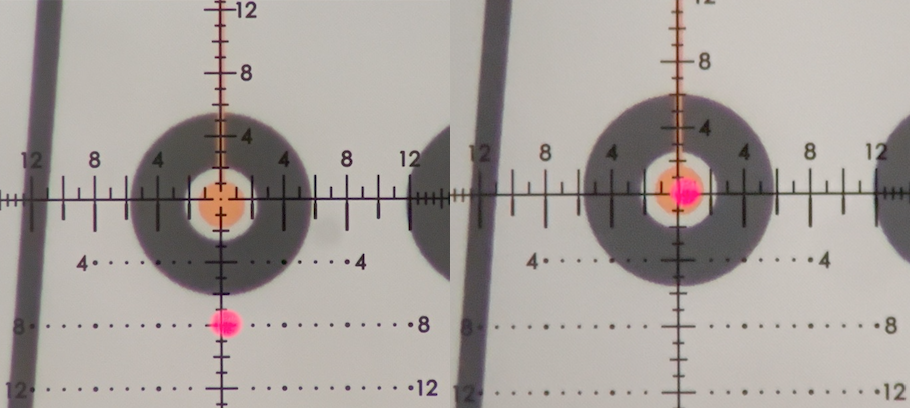 Adjust the scope to establish a temporary indoor zero until shots consistently match the intended point of aim.