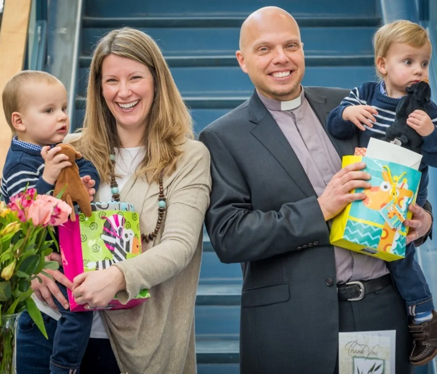 Rev. Lars Nowen, rector of Christ the King Edmonton, and his family.