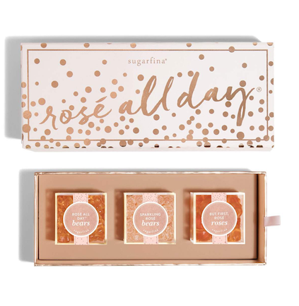 “For the sweetest stocking stuffer idea, look no further than Sugarfina’s Rosé All Day® Bento Box. This cute collection features three delicious varieties of Provence rosé-infused gourmet gummies: light pink rosettes, gummy bears, and sparkling rosé bears dusted in tart sugar crystals. How sweet it is!” Rosé All Day 3-Piece Bento Box from Sugarfina