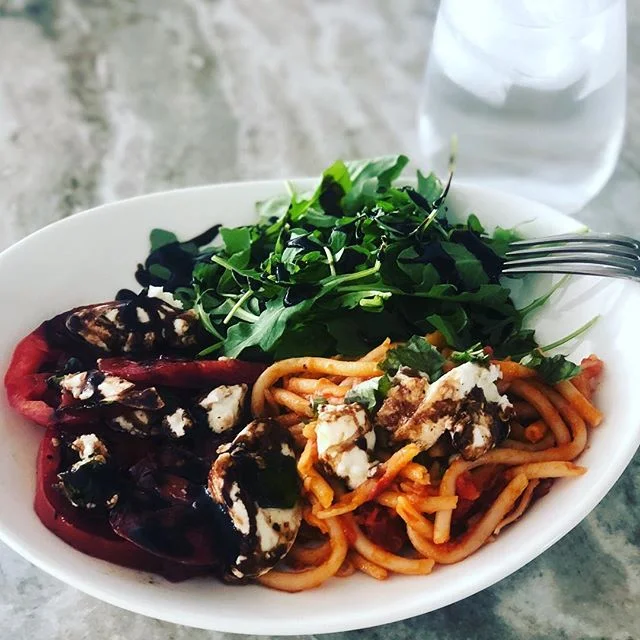 Not exactly #gameday food but I&rsquo;m 💯 percent okay with that today.
.
.
.
.
#italian #italianfood #italianfoodlover #italianstyle #italy #food #foods #basicfoodgroups #allthenoodles #noodles #caprese #capresesalad #mozzarella #basil #arugula #ba