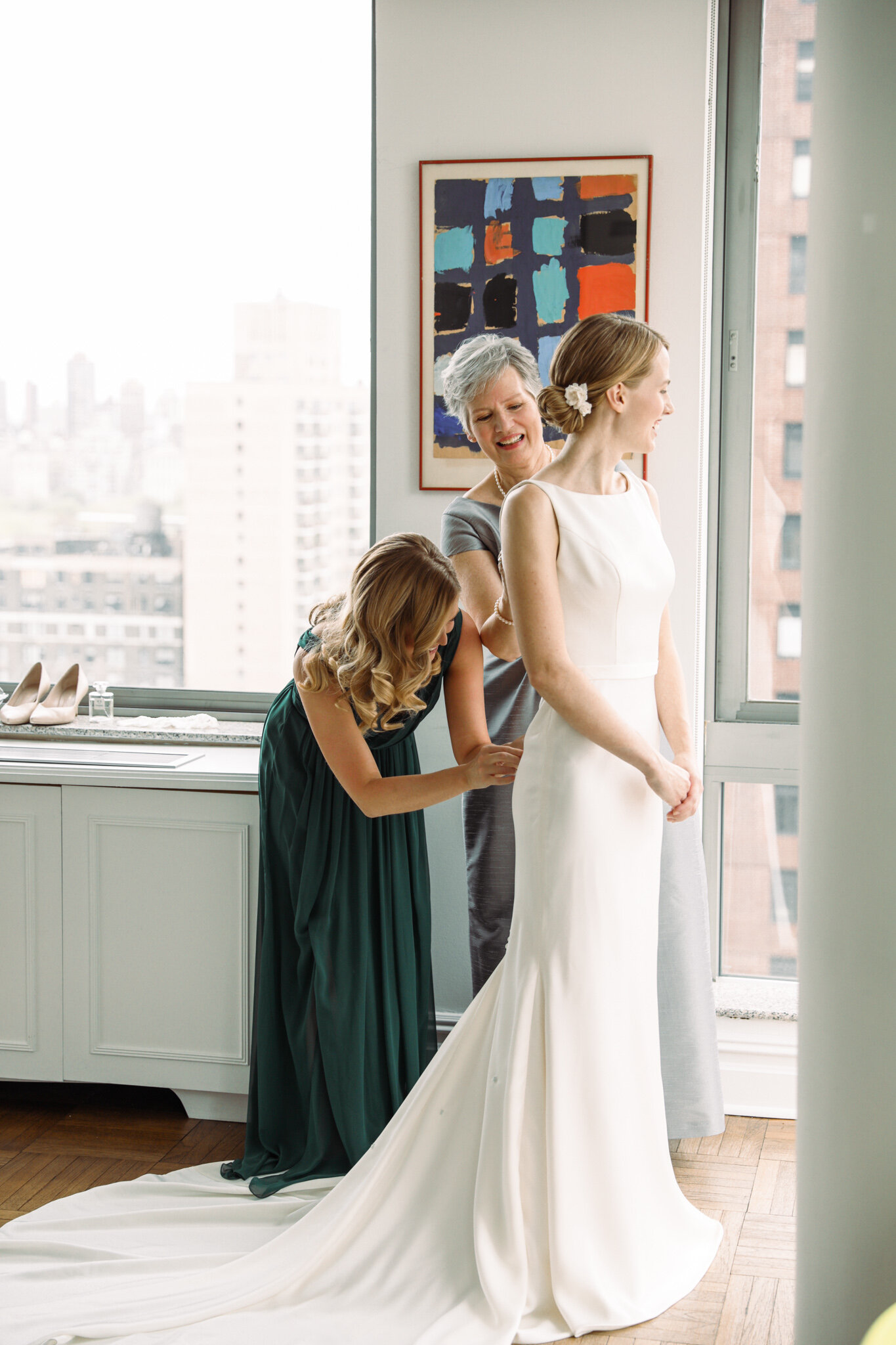 Bride Getting Ready in New York City Apartment