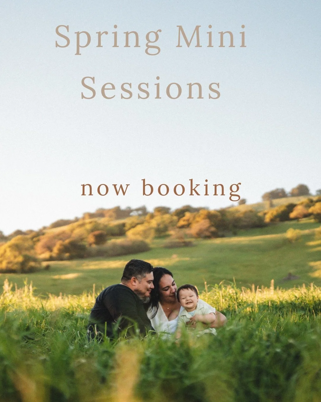 I&rsquo;m booking a limited number of Spring Mini Sessions at Mount Burdell on April 11th! Treat yo self and book the session! :)

Sessions are 20 minutes long
Include 10 digital images
Options to purchase additional images 

This is open to all sess