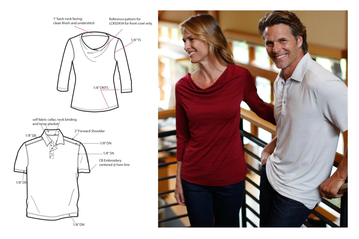 DryTec 3/4 Sleeve Highland Park Cowl Neck & Polo / Cutter & Buck