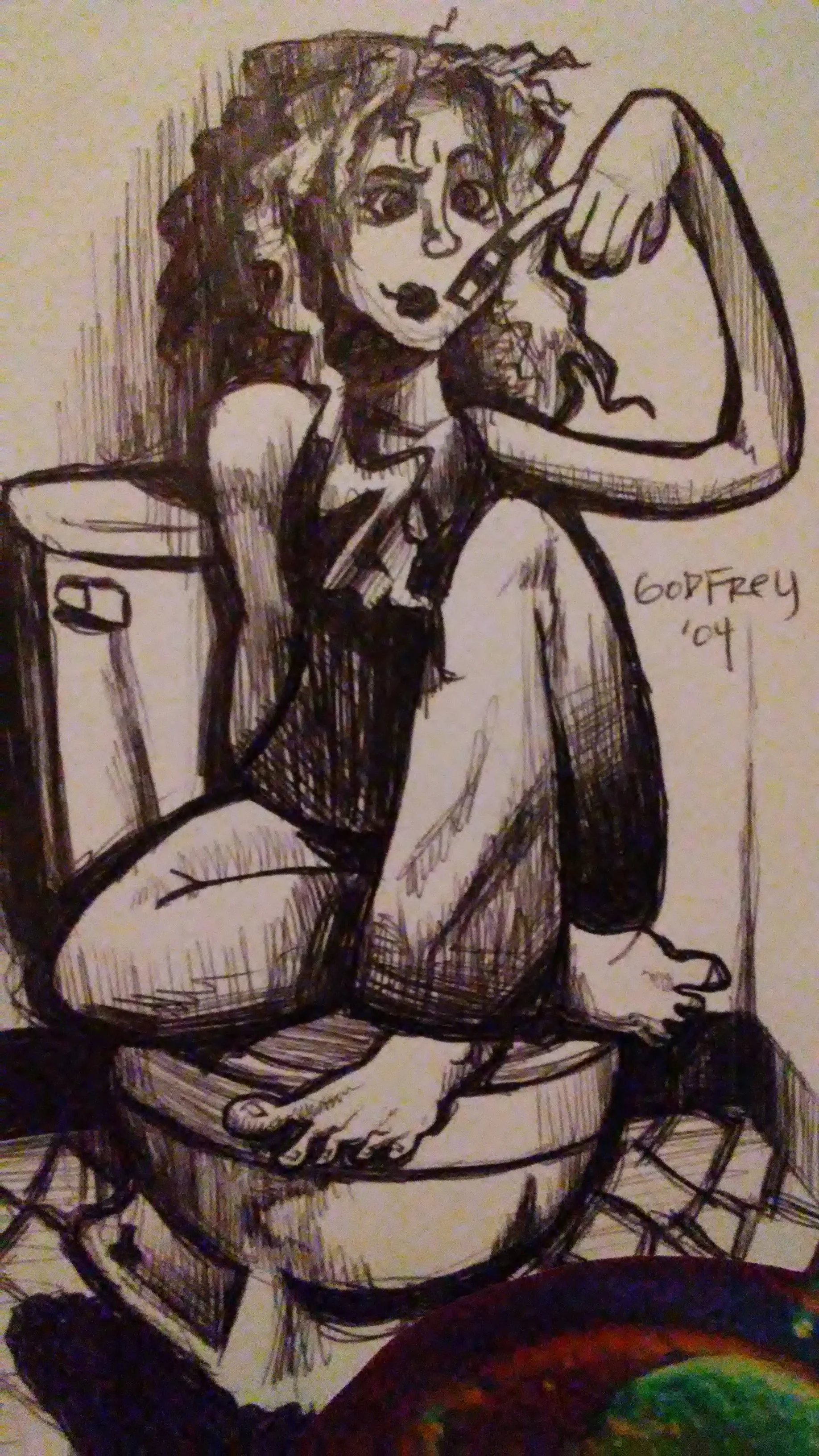 This is an illistration of me trying to interpet my pregnancy test drawn by a local artist, Jenny Godfrey. I love her work!