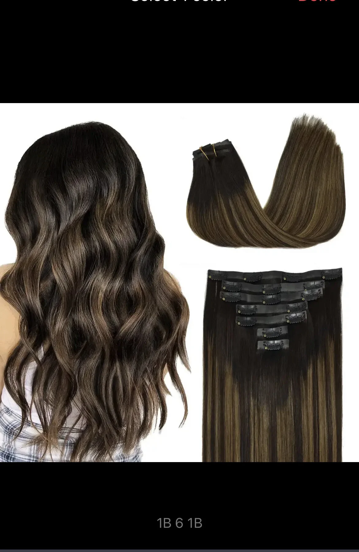 Invisible Clip Ins w/ color ( 1b 6 1b)