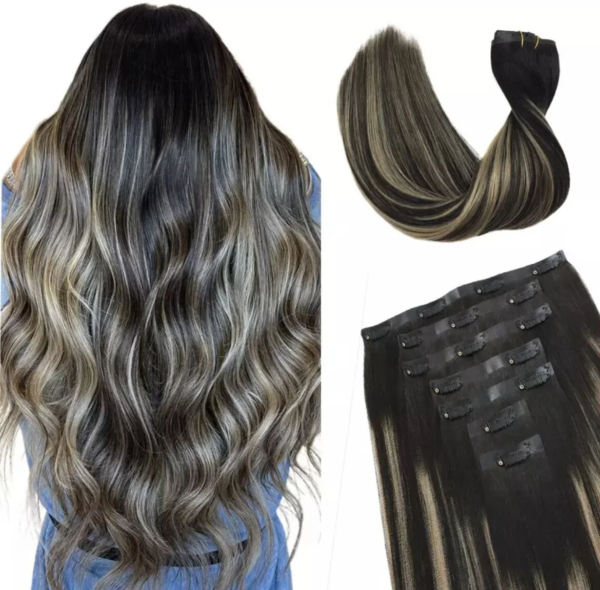 Invisible Clip Ins w/ Color ( 1b-19-1b)
