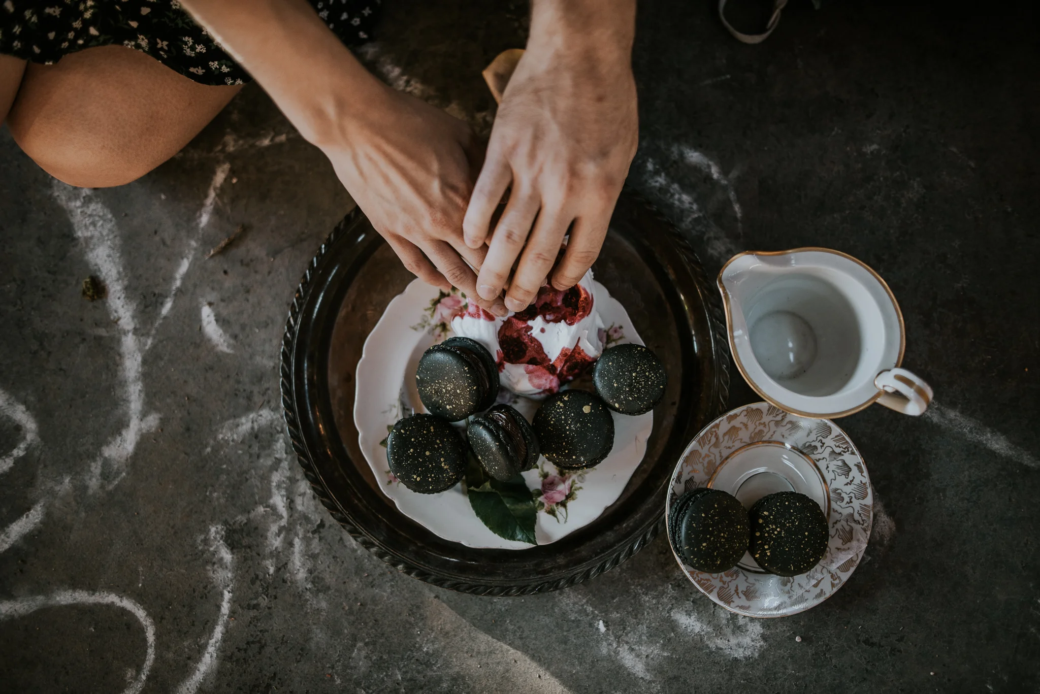 Gold Splatter Black Macarons AHS Styled Shoot