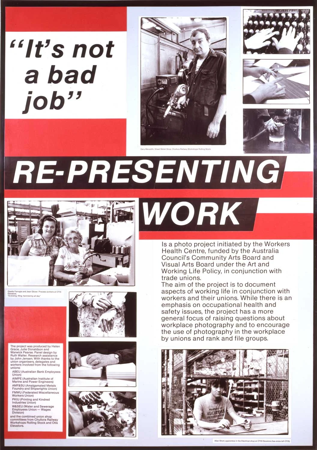 This project premiered at the Workers Health Centre in Lidcombe, NSW in 1984. Made in collaboration with Julie Donaldson, Warwick Pearse, and panels designed by Ruth Waller, it was great to see that these panels still looked so fresh after more than thirty years.