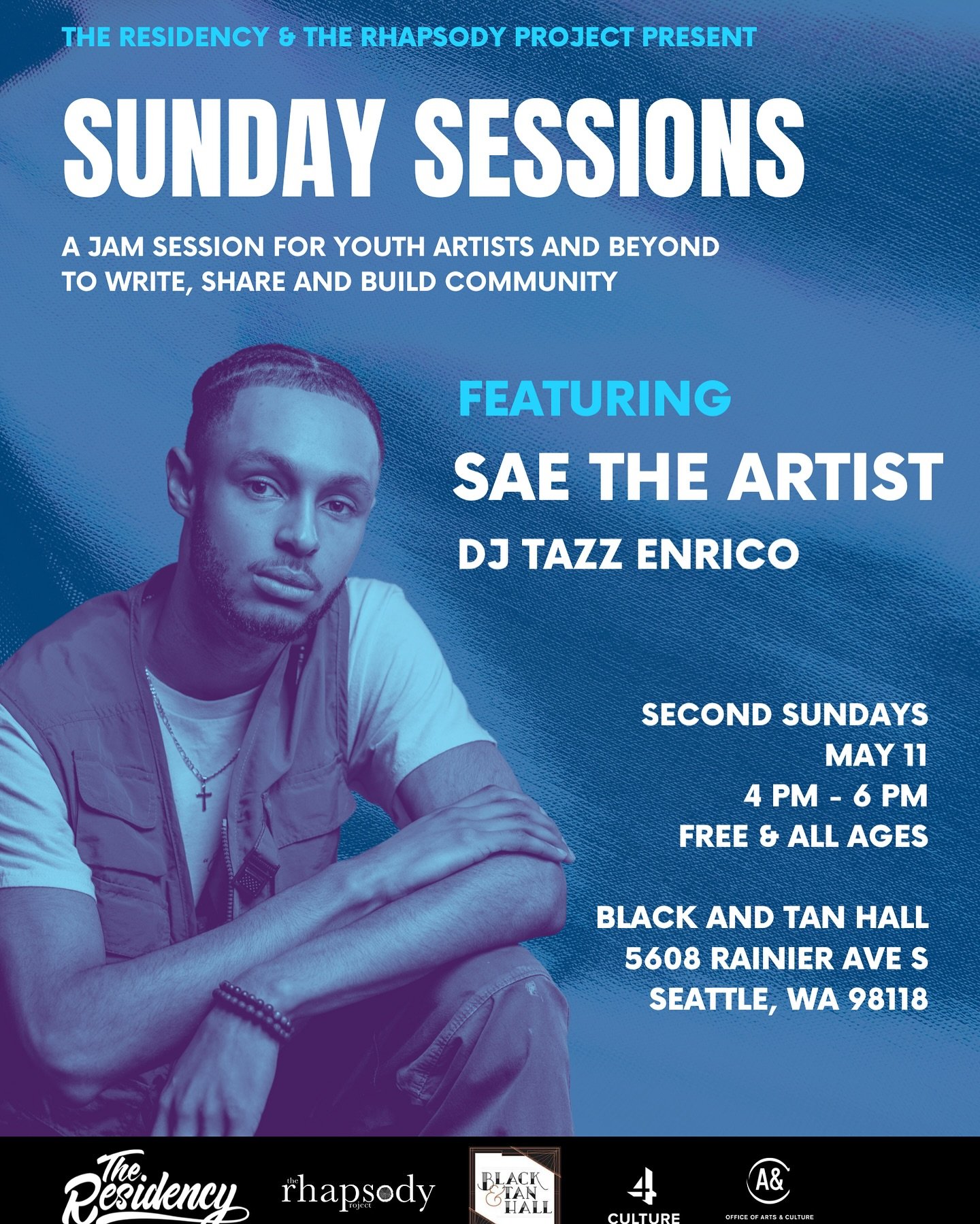 Sunday Sessions are back! Join us May 11 @blackandtanhall for a jam session highlighting youth artists and creatives ✨🎤

Featuring:
@sae.the.artist
@tazzenrico 

Open mic, writing circle, music and community - come as you are 🙌🏽

May 11
4-6pm
5608