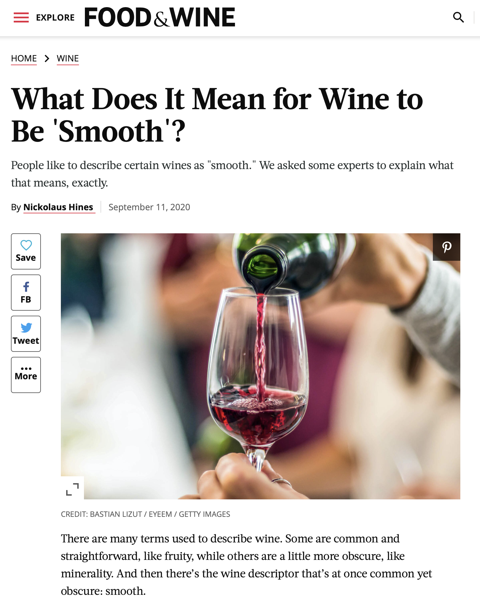 "What Does It Mean For Wine To Be Smooth?" by Food &amp; Wine Magazine