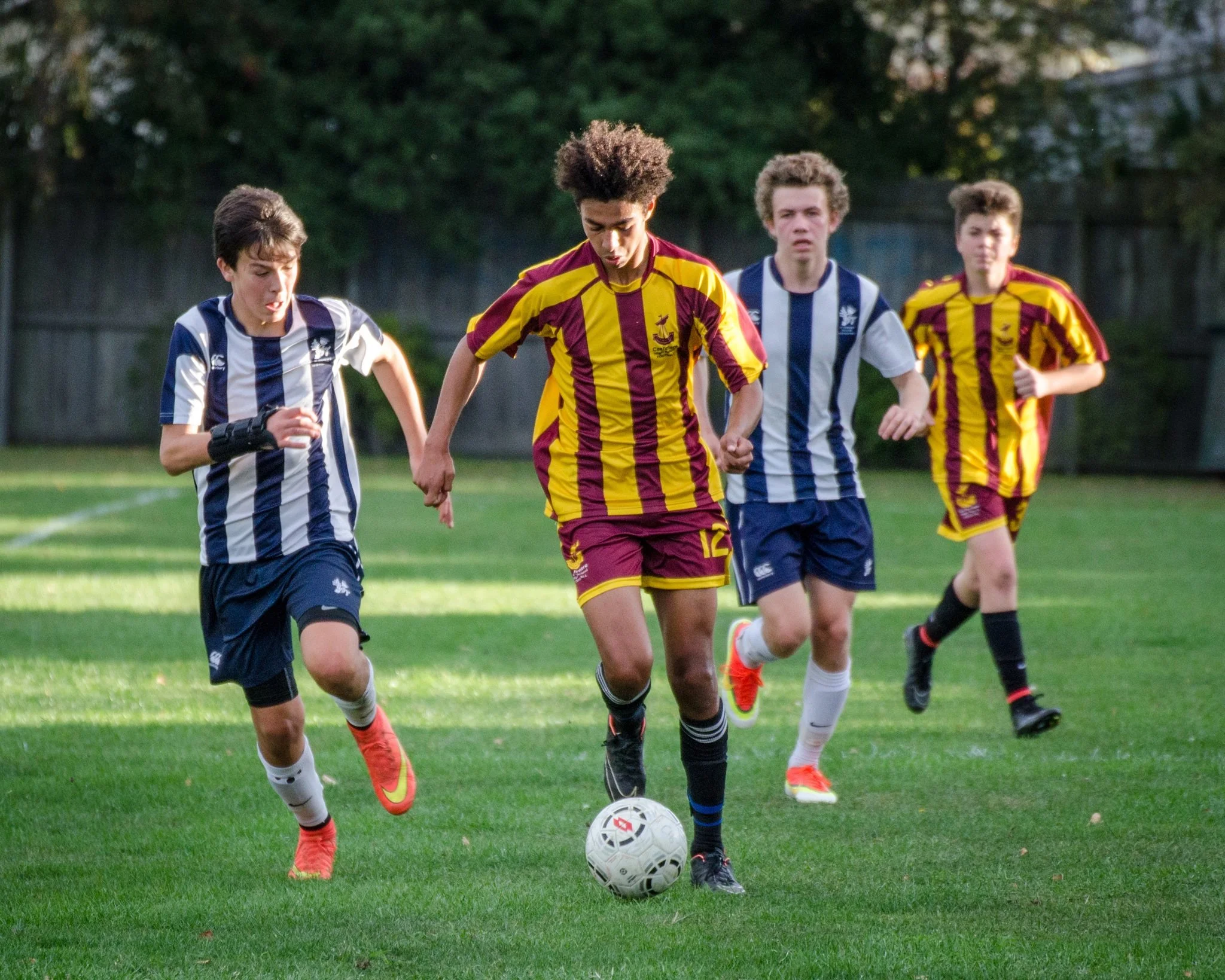 Fußballspiel an der Cashmere High School in Neuseeland.