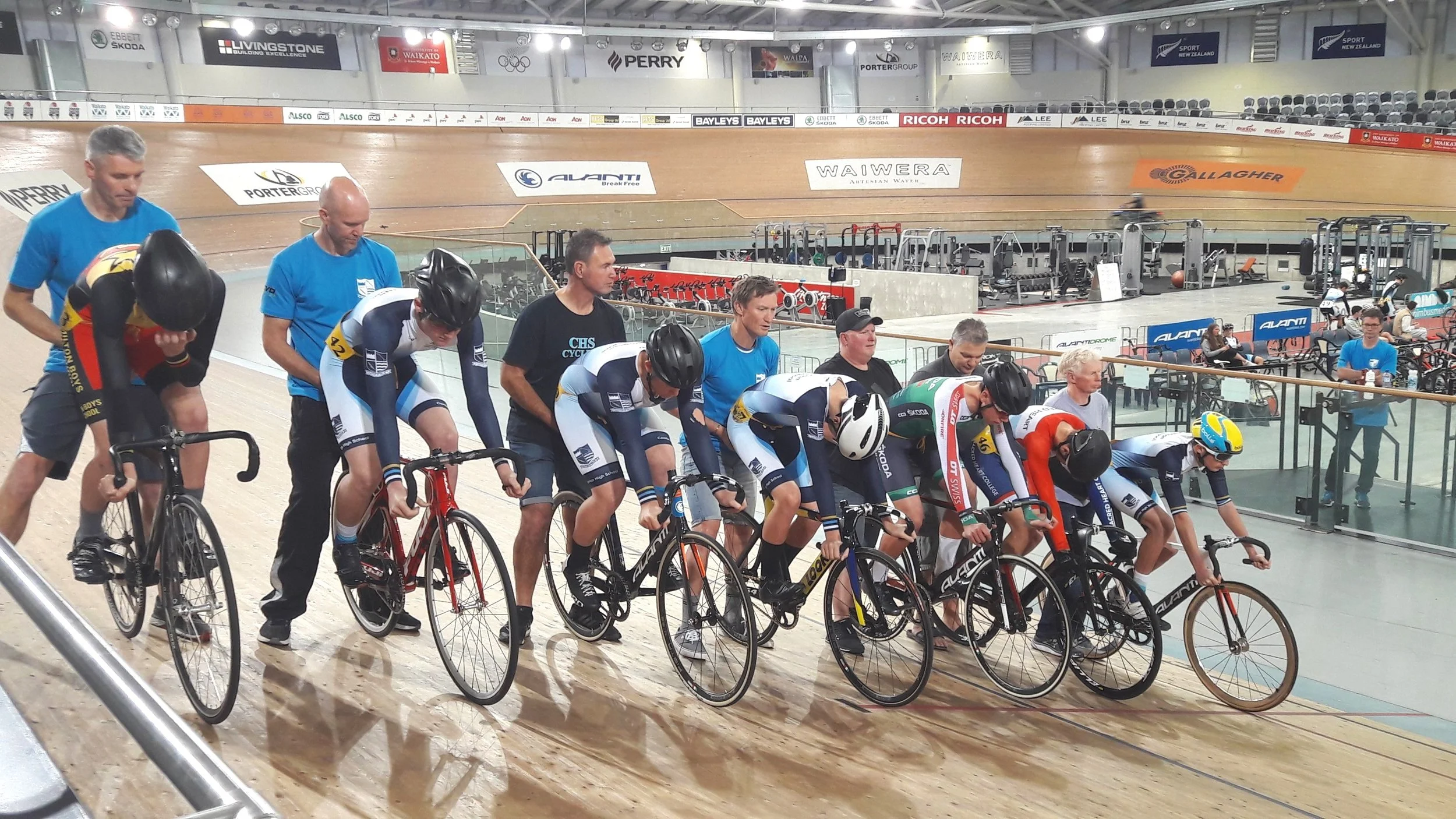 Radfahrtraining in einem Velodrom in Neuseeland.