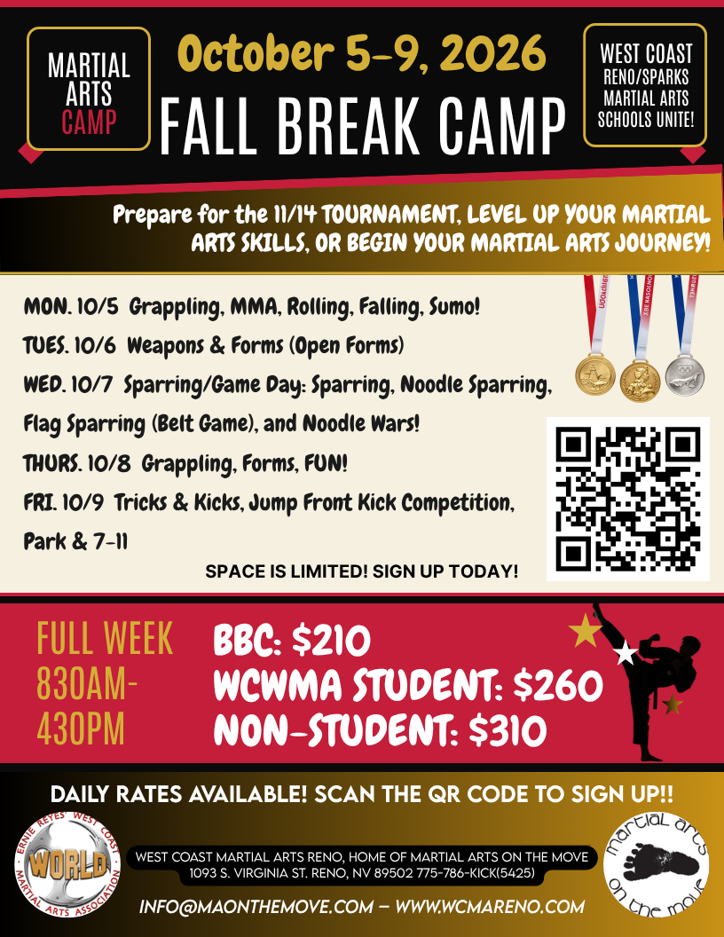 FALL BREAK MARTIAL ARTS CAMP: October 5-9, 2026