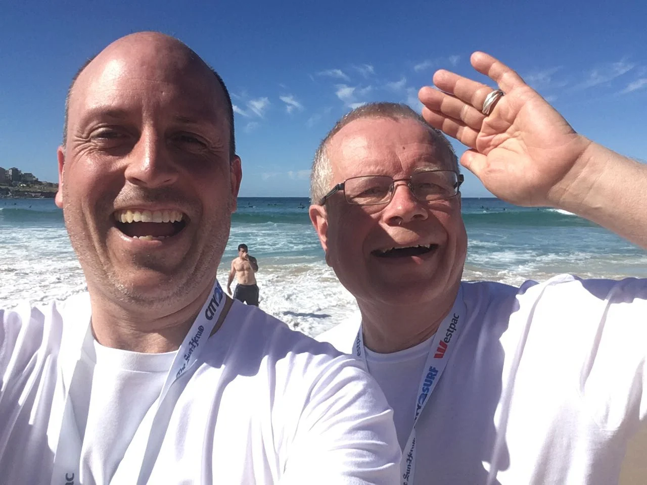 Ben and Rob contemplate a swim