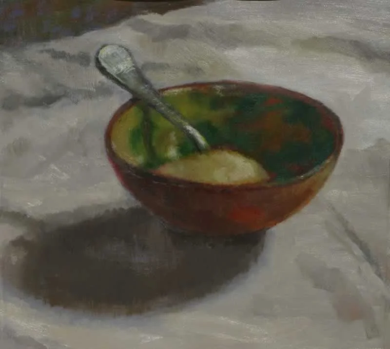 bowl, sugar, spoon