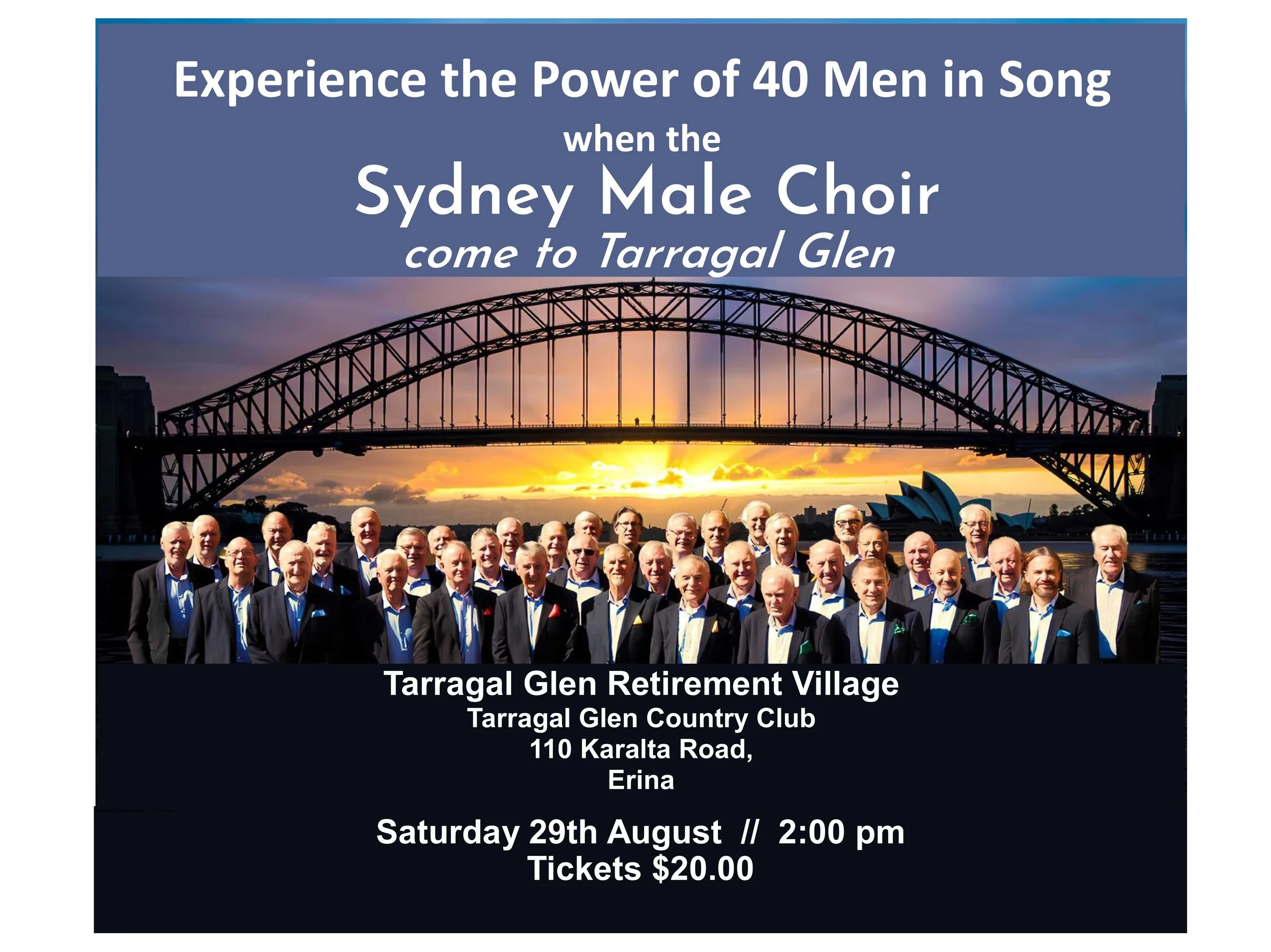A concert at Tarragal Glen Country Club for residents and visitors